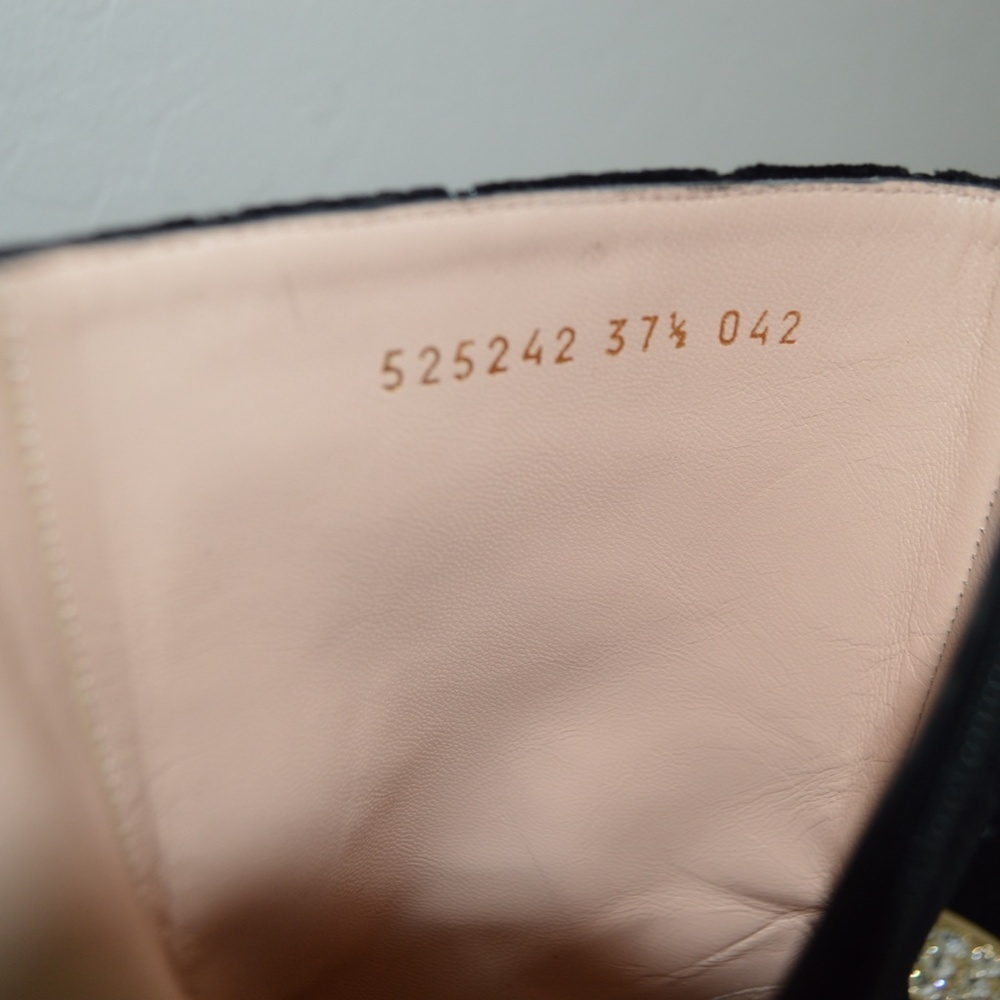 Gucci 'Mister GG' Monogram Velvet Horsebit With Rhinestone Black Boots SZ 37.5 - Picture 14 of 14